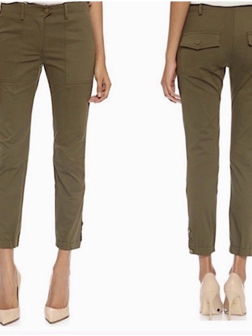 Veronica Beard Olive Cropped Slim Pants